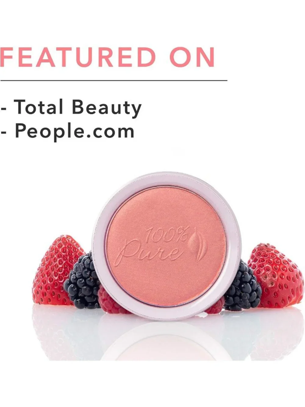 Natural Powder Blush - Soft Shimmery Light Coral, Nourishing Rosehip Oil & Cocoa
